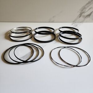 13 Pc Black Textured Metal Bangle Bracelet Lot